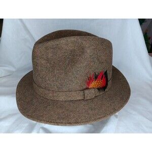 Vintage Bollman USA Wool Fedora Designed By Allyn St. George Medium Brown EUC